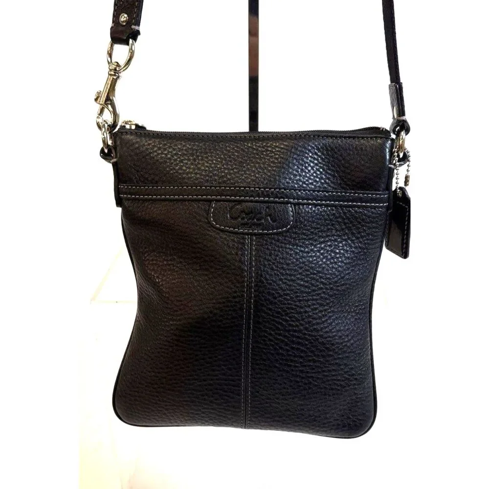 Coach Penelope Black Pebbled Leather Crossbody Bag